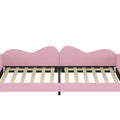 Twin Size Upholstered Daybed, Sherpa Fabric Sofabed With Cloud Shaped Backrest, No Box Spring Needed, Pink Twin Pink Wood Fabric