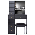 Small Size Left Drawer Desktop Vanity Table Cushioned Stool, Extra Large Sliding Mirror, Multi Layer, High Capacity Storage Fashionable Dresser, Suitable For Small Space, Epa,Gcc,Ul Certificate