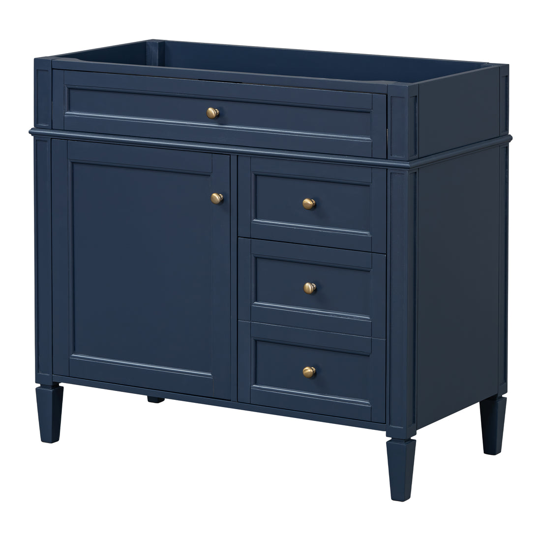 36'' Bathroom Vanity Without Top Sink, Modern Bathroom Storage Cabinet With 2 Drawers And A Tip Out Drawer, Solid Wood Frame Not Include Basin Sink Blue Bathroom Solid Wood Mdf