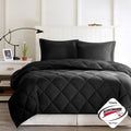 3M Scotchgard Diamond Quilting Reversible Down Alternative Comforter Set Queen Black Polyester