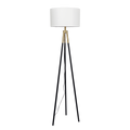 Sway Brassed Gold Floor Lamp With On Off Switch Triple Legs White Fabric Shade Black,Gold,White Table&Floor Lamps Fabric,Metal