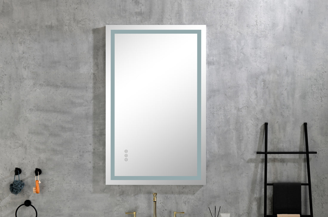 Led Bathroom Mirror 40 "X28" With Front And Backlight, Large Dimmable Wall Mirrors With Anti Fog, Memory, 3 Colors, Led Vanity Mirror White Aluminium