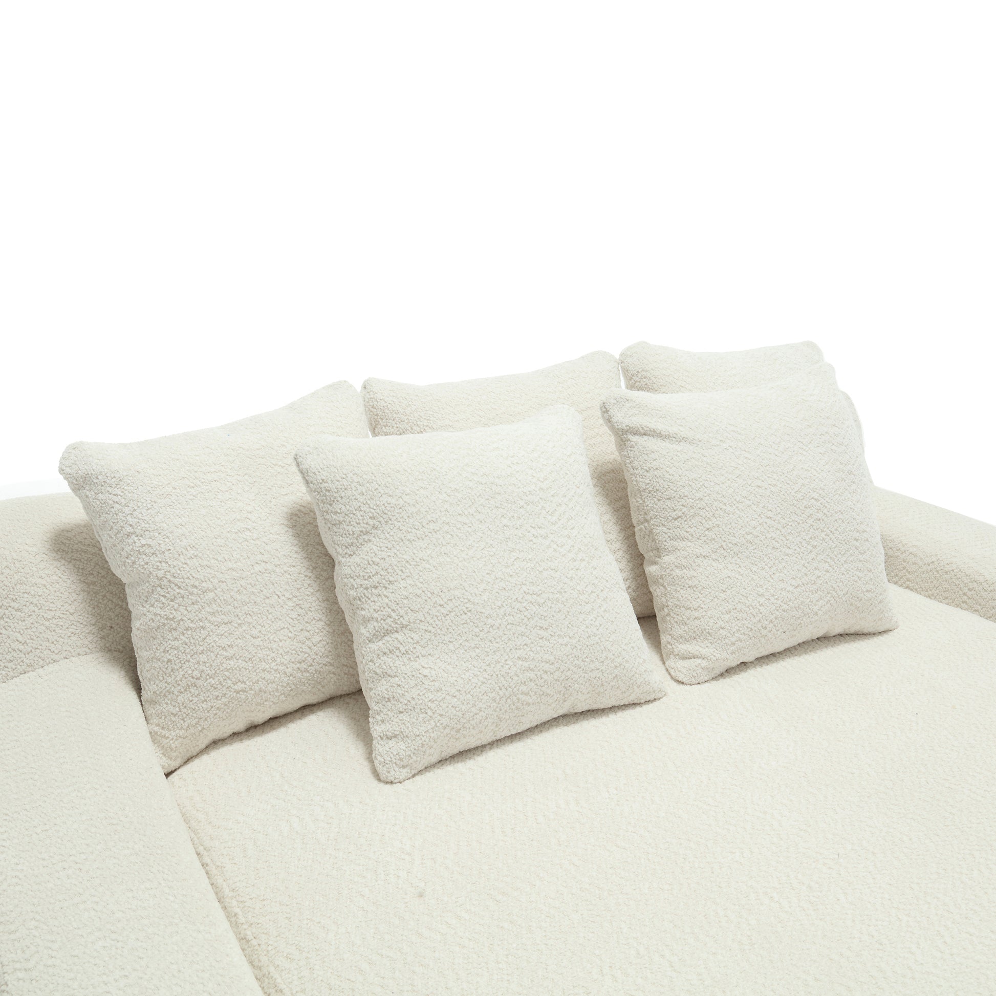 Coolmore Chenille 2 Seater Lazy Sofa With 5 Back Pillows,Comfy Sofa Deep Seat Couch For Living Room,Club White White Chenille 2 Seat