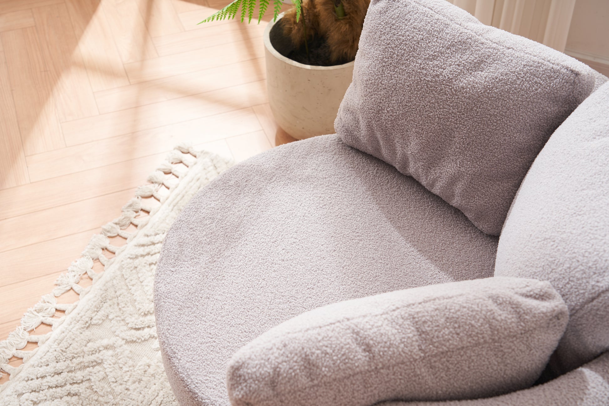 029 Teddy Fabric Swivel And Storage Chair With Back Cushion For Living Room,Light Gray Light Gray Primary Living Space Modern Foam Teddy