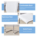 Luxury Simple Arch Chair Set Of 4 White Pu Material High Resilience Dining Chair With Arched Metal Silver Leg. White Silver Metal,Pu