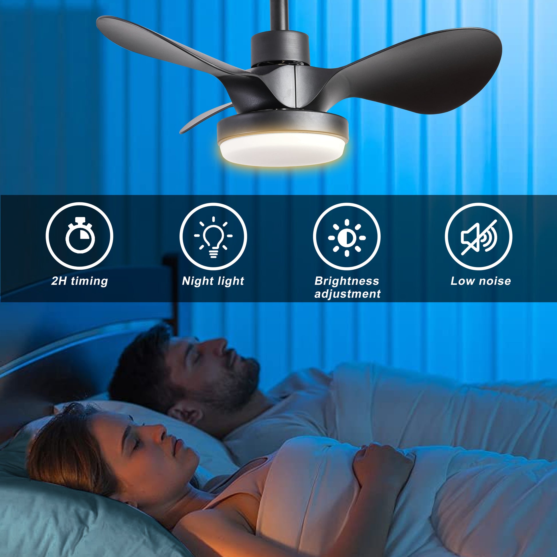 24" Small Ceiling Fan With Light Remote Control ,Modern Low Profile Black Ceiling Fan, 6 Speeds Quiet Reversible Dc Motor For Bedroom,Kitchen Black,Brown Black Classic Abs Steel Q235