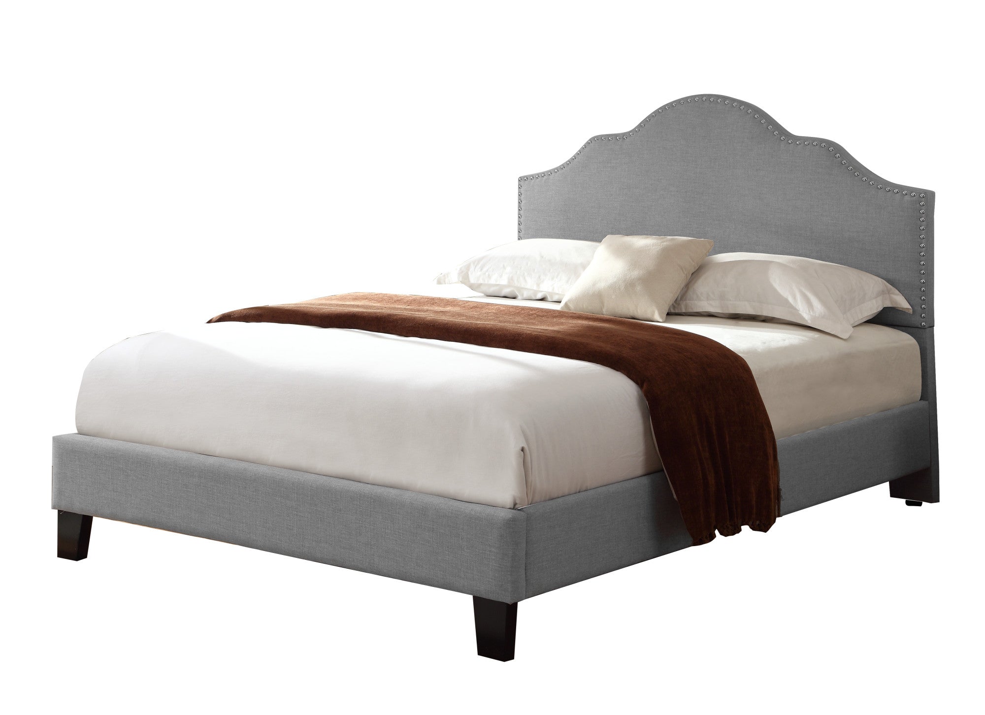 Kopa Gray Cal King Upholstered Bed California King Gray Foam Solid Wood