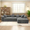 L Shaped Modular Modern Compressed Gray Sofa,Comfy Corduroy Fluffy Couch With Deep Seat,No Assembly Required Couch For Living Room Gray Linen Wood Primary Living Space Soft Cushion Back Extra Heavy