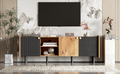 Mid Century Tv Stand With 3 Cabinets, Media Console Table For Tvs Up To 70'', Entertainment Center With Storage For Living Room, Bedroom, Home Theatre Black Brown Primary Living Space 60 69 Inches