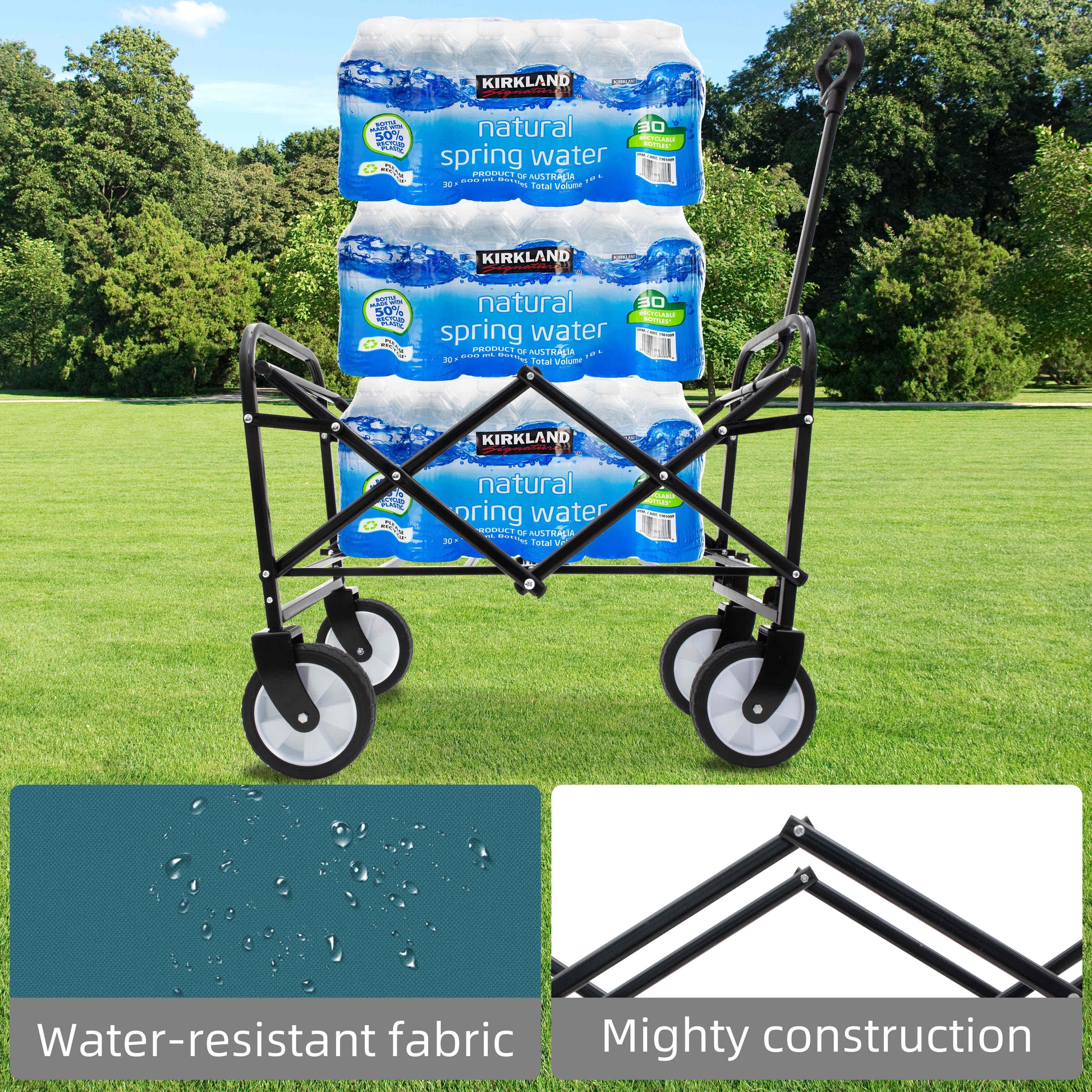 Minimeetall Multi Use Bag,Collapsible Foldable Wagon Cart Beach Wagon Heavy Duty Utility Cart Utility Wagon Grocery Cart For For Camping 3Pcs Plastic Liner Bag Covercyan Cyan Steel