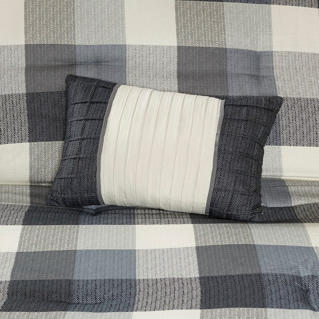 7 Piece Herringbone Comforter Set Grey Queen Queen Grey Polyester