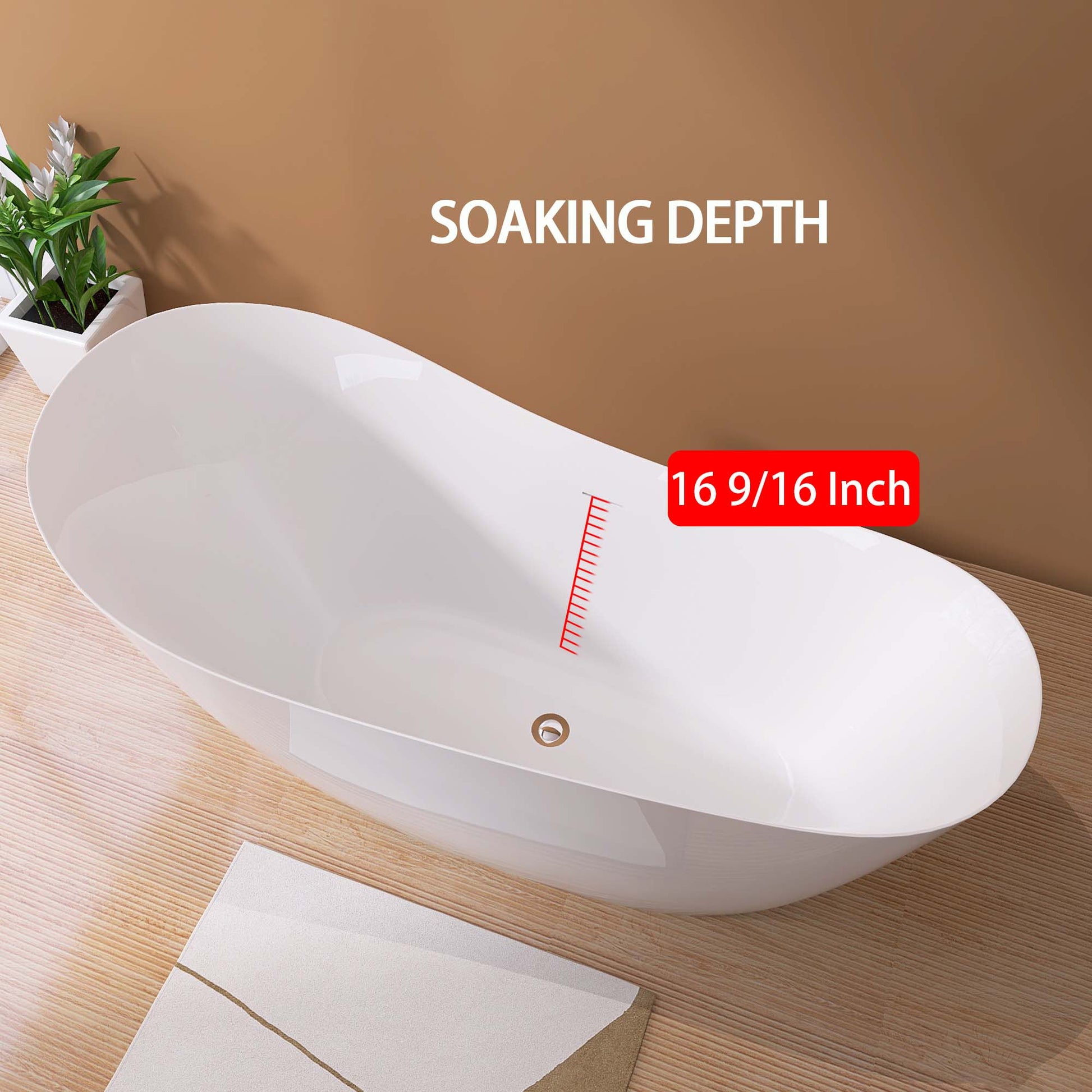 65" Acrylic Free Standing Tub Classic Oval Shape Soaking Tub, Adjustable Freestanding Bathtub With Integrated Slotted Overflow And Chrome Pop Up Drain Anti Clogging Gloss White Gloss White Oval Bathroom Freestanding Tubs Polished 61 69 In Modern Soaking