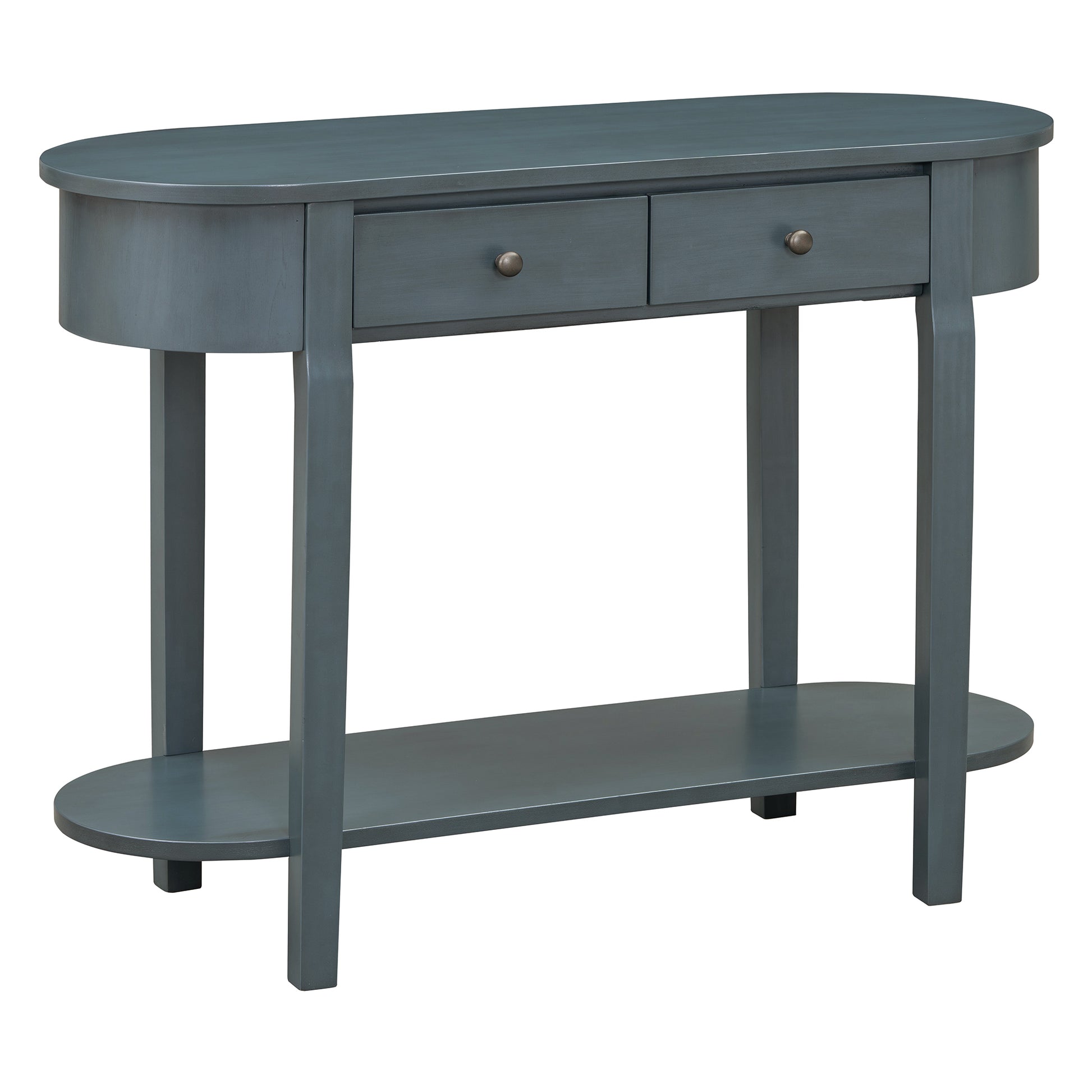 Elegant Retro Console Table With Curved Design And Smooth Glaze For Entryways, Living Rooms And Hallways Navy Navy Solid Wood Mdf