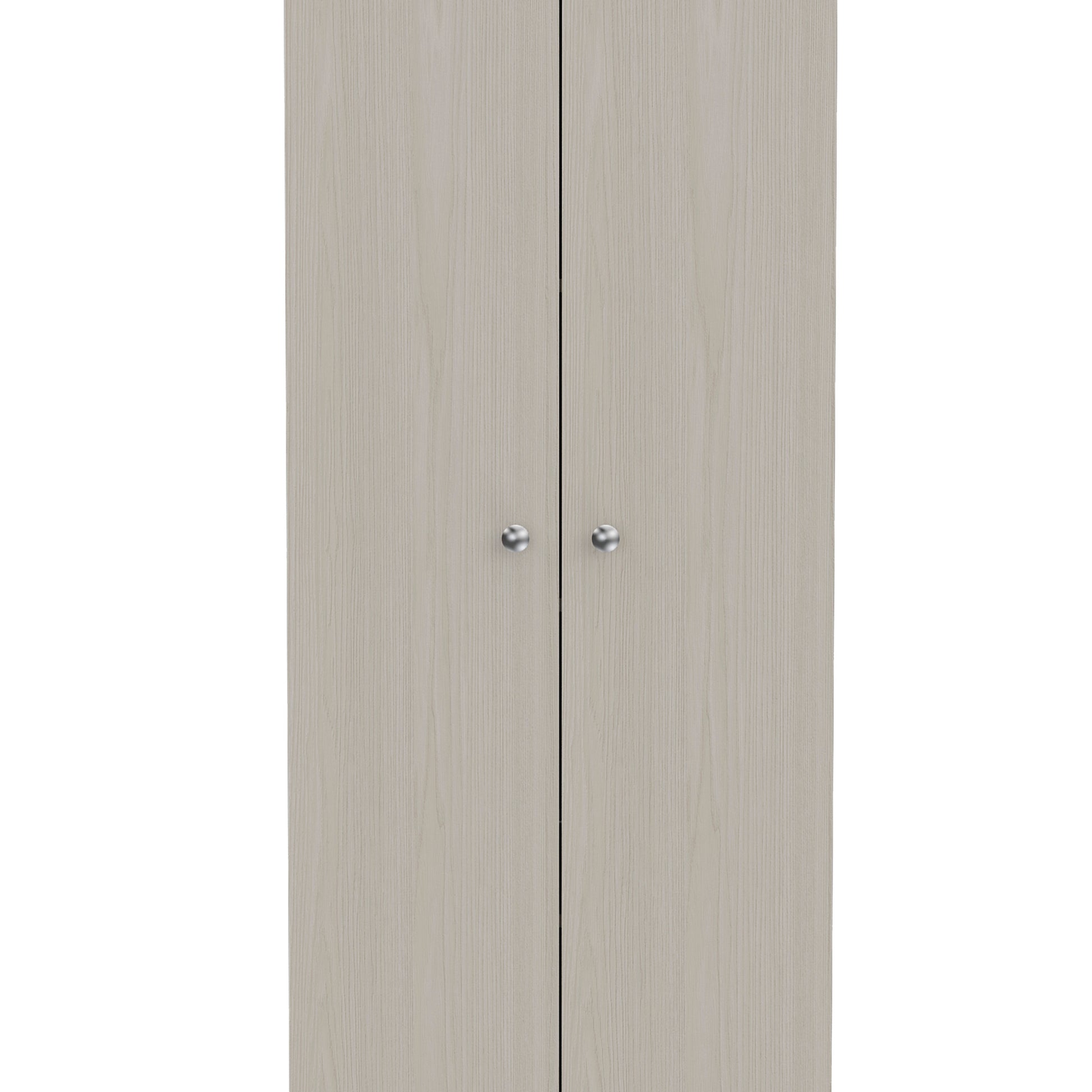 Virginia Double Door Storage Cabinet, Five Shelves White Kitchen Contemporary Melamine Engineered Wood