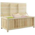 Outsunny 45.5 Gallon Outdoor Storage Box, Wooden Deck Box Garden Storage Container For Balcony, Porch, Poolside Natural Wood