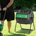 Outsunny Tumbling Compost Bin Outdoor 360 Dual Rotating Composter 43 Gallon, Green Green Steel