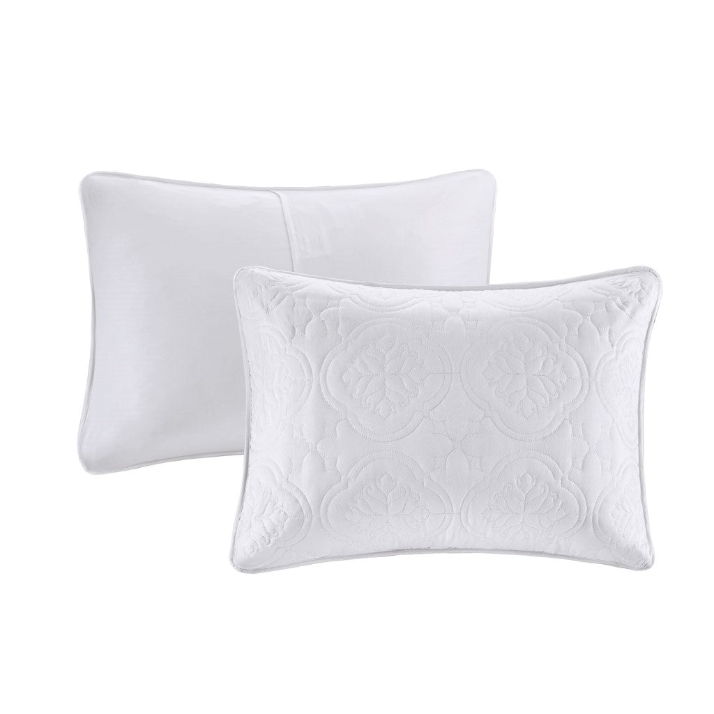 3 Piece Reversible Bedspread Set White King Cal King King White Polyester