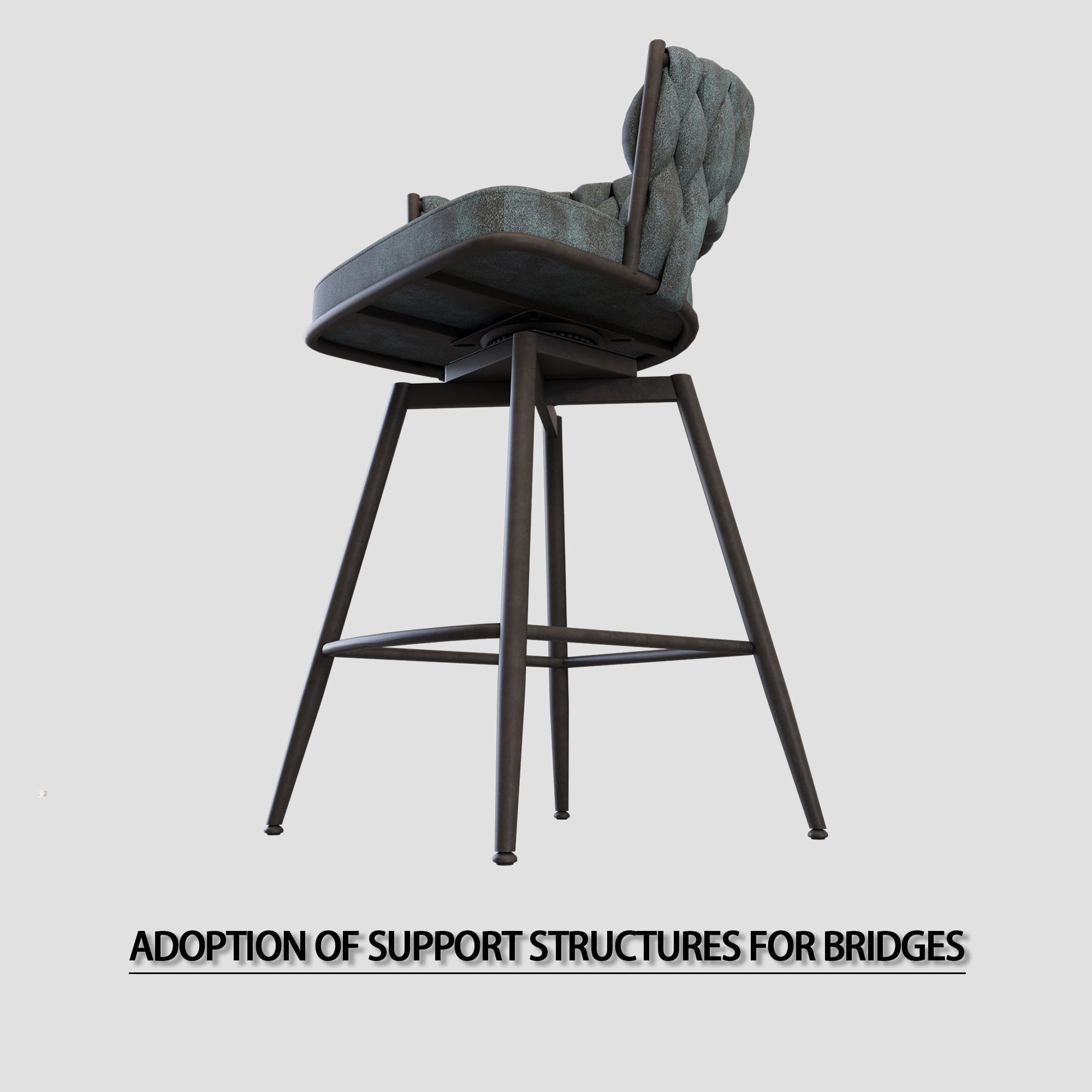 Bar Chair Suede Woven Bar Stool Set Of 4,Black Legs Barstools No Adjustable Kitchen Island Chairs,360 Swivel Bar Stools Upholstered Bar Chair Counter Stool Arm Chairs With Back Footrest, Blue Metal Blue Kitchen Dining Chairs Foam Technical Leather