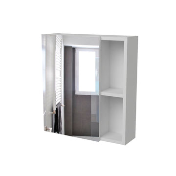 Lincoln Mirrored Medicine Cabinet, Five Interior Shelves White 5 Bathroom Wall Mounted Modern Mdf Engineered Wood