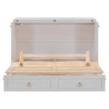 Queen Murphy Bed With Large Drawers,White Queen White Plywood