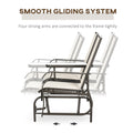 Outsunny Outdoor Glider Bench With Center Table, Metal Frame Patio Loveseat Withmesh Fabric And Armrests For Backyard Garden Porch, Beige Beige Steel