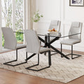 Table And Chair Set.Modern Rectangular Glass Dining Table With 0.39