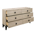 Modern Design Bedroom Furniture 1Pc Cream Finish And Black 6 Drawers Beautiful Dresser With Faux Marble Top Black,Cream Modern Wood