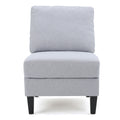 Mirod Comfy 5 Pieces L Shaped Sofa With Wooden Legs, Modern Side Chairs For Living Room Light Grey Fabric 4 Seat