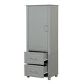 Tall Bathroom Storage Cabinet, Freestanding Storage Cabinet With Two Drawers And Adjustable Shelf, Mdf Board With Painted Finish, Grey Grey Mdf