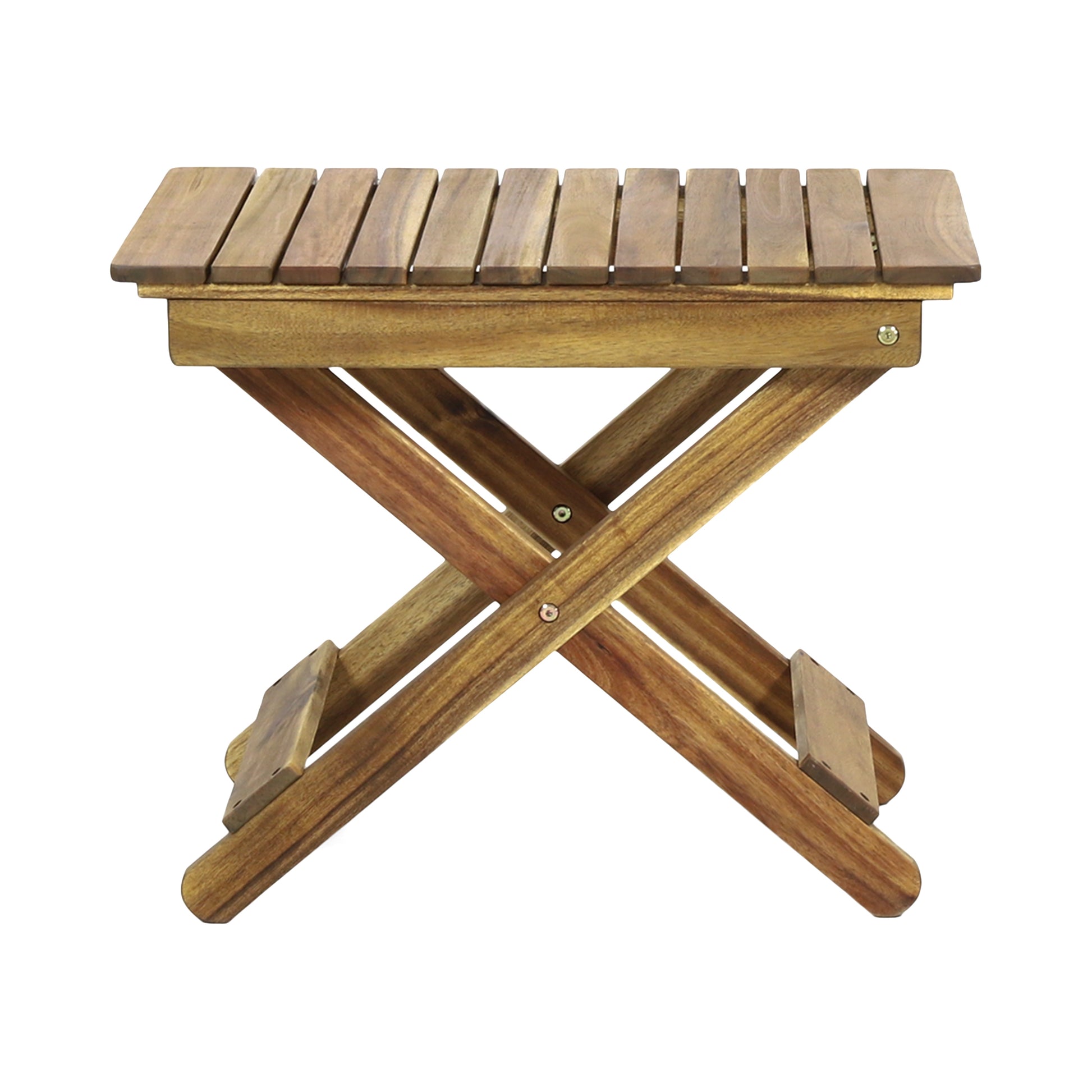 Outdoor Folding Wooden Side Table, Natural, 15"D X 22.75"W X 18.25"H Natural Acacia Wood