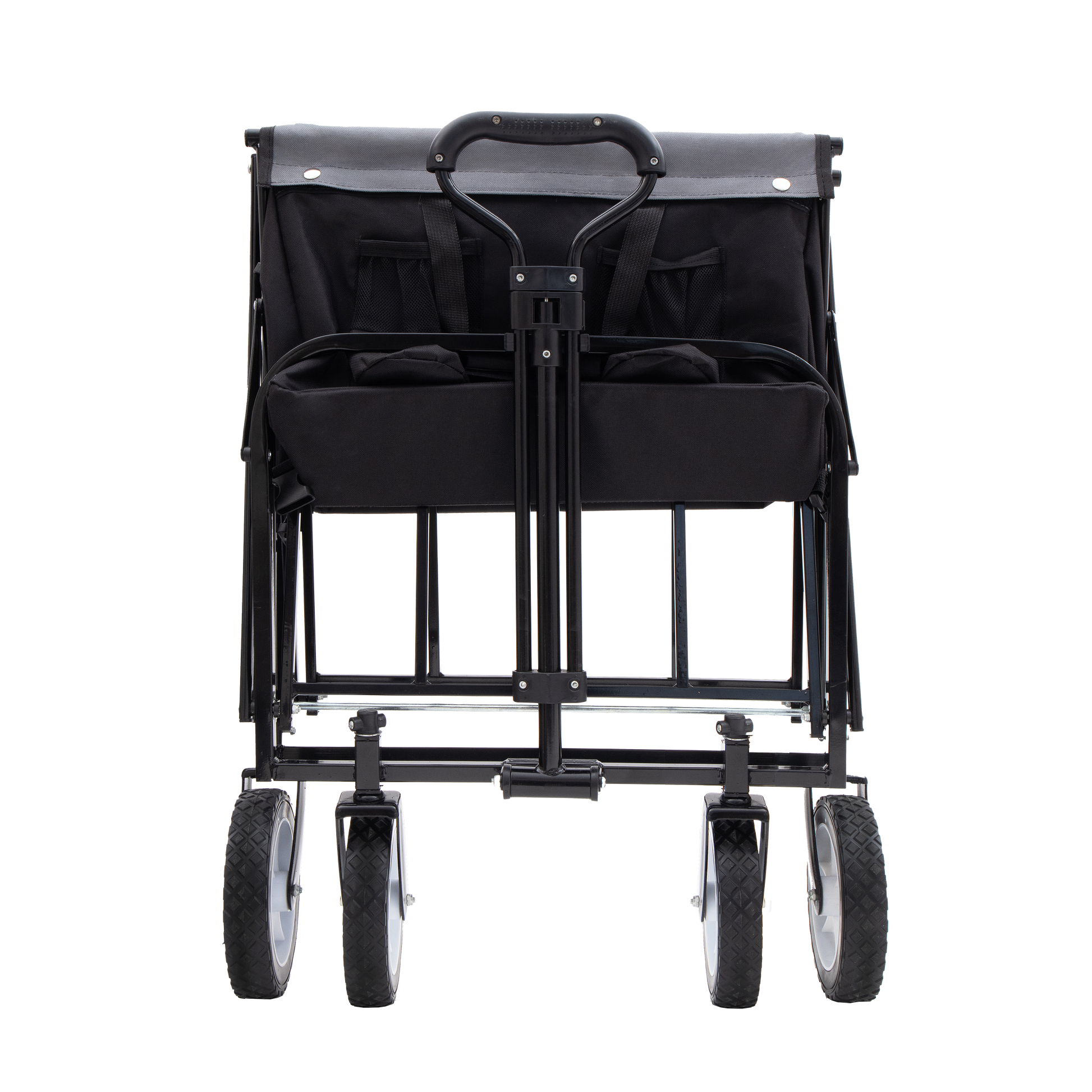 Collapsible Foldable Wagon Cart With Strapping System Beach Wagon Utility Cart Utility Wagon Grocery Cart For For Camping Shopping Sports Gardeing Fishing Supports 360Lbs All Terrain Wheels Black