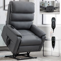 Grey Cat Proof Leather Dual Motor Infinite Position Up To 350 Lbs Power Lift Recliner Chair With Power Remote, Heat Massage And Heavy Duty Motion Mechanism White Metal Primary Living Space Heavy