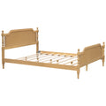 Traditional Style Rattan Queen Size Bed Frame,No Box Spring Needed,Antique Walnut Box Spring Not Required Queen Walnut Wood Bedroom Traditional,Vintage Bed Frame Wood