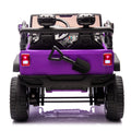 24V Two Seater Kids Ride On Truck Car W Parents Control,200W*2,Seat Width 20.28In,Four Wheel Suspension,Led Lights,Music,Mp3,Bluetooth,Two Independent Seat Belts,Suitable For Off Road For Kids Aged 3 Purple 100 149 Lbs Polypropylene