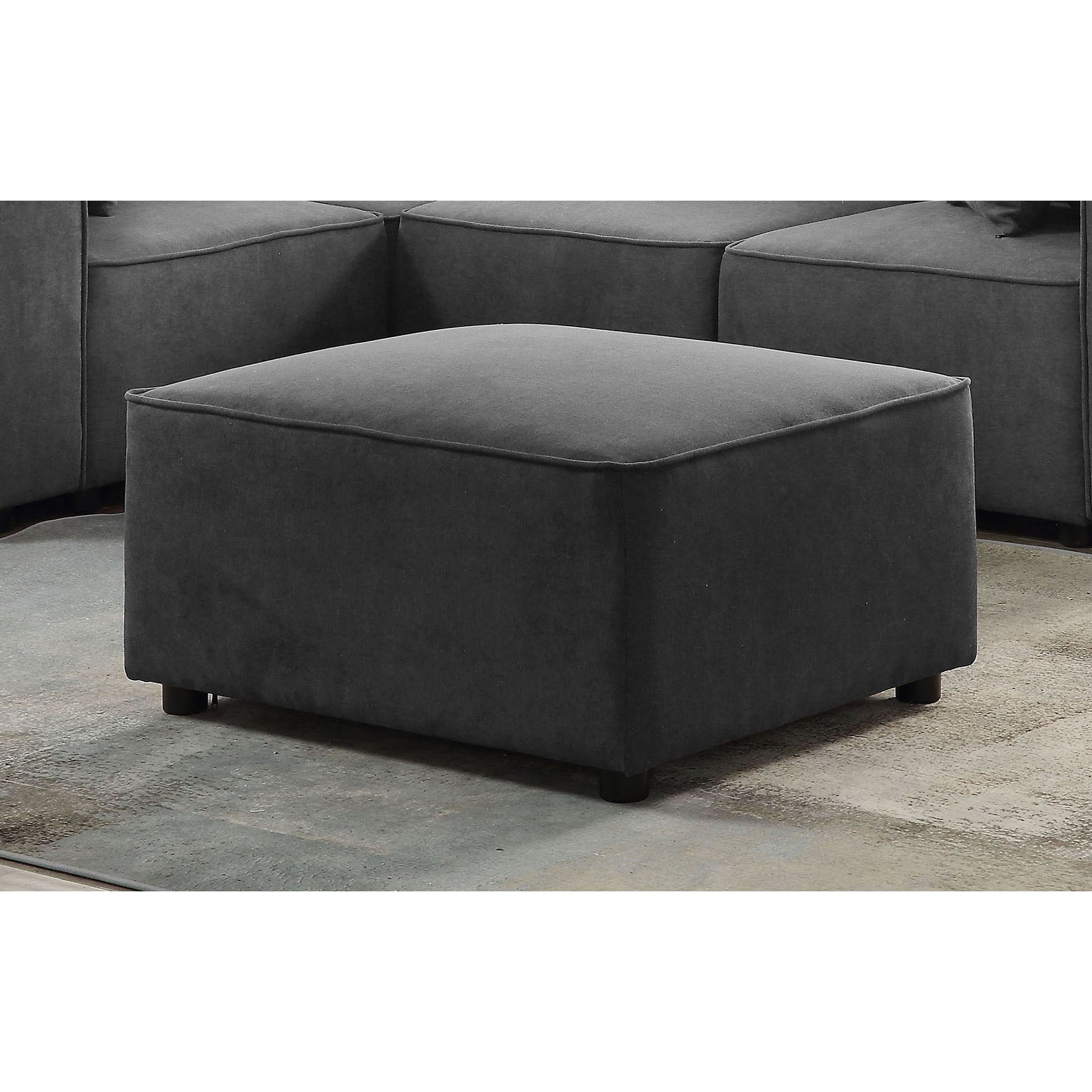 Grey Ottoman With Tight Seat Grey Wood Primary Living Space Solid Grey Pine Rectangle Wood Fabric