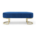 Bench Bedroom Bench ,Velvet Oval Upholstered End Of Bed Bench With Golden Metal Legs ,48