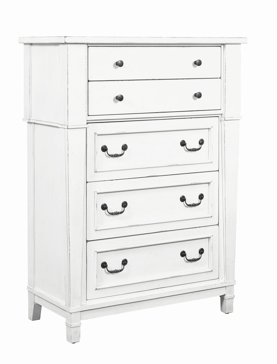 Coastal White 5 Drawer Chest White Engineered Wood