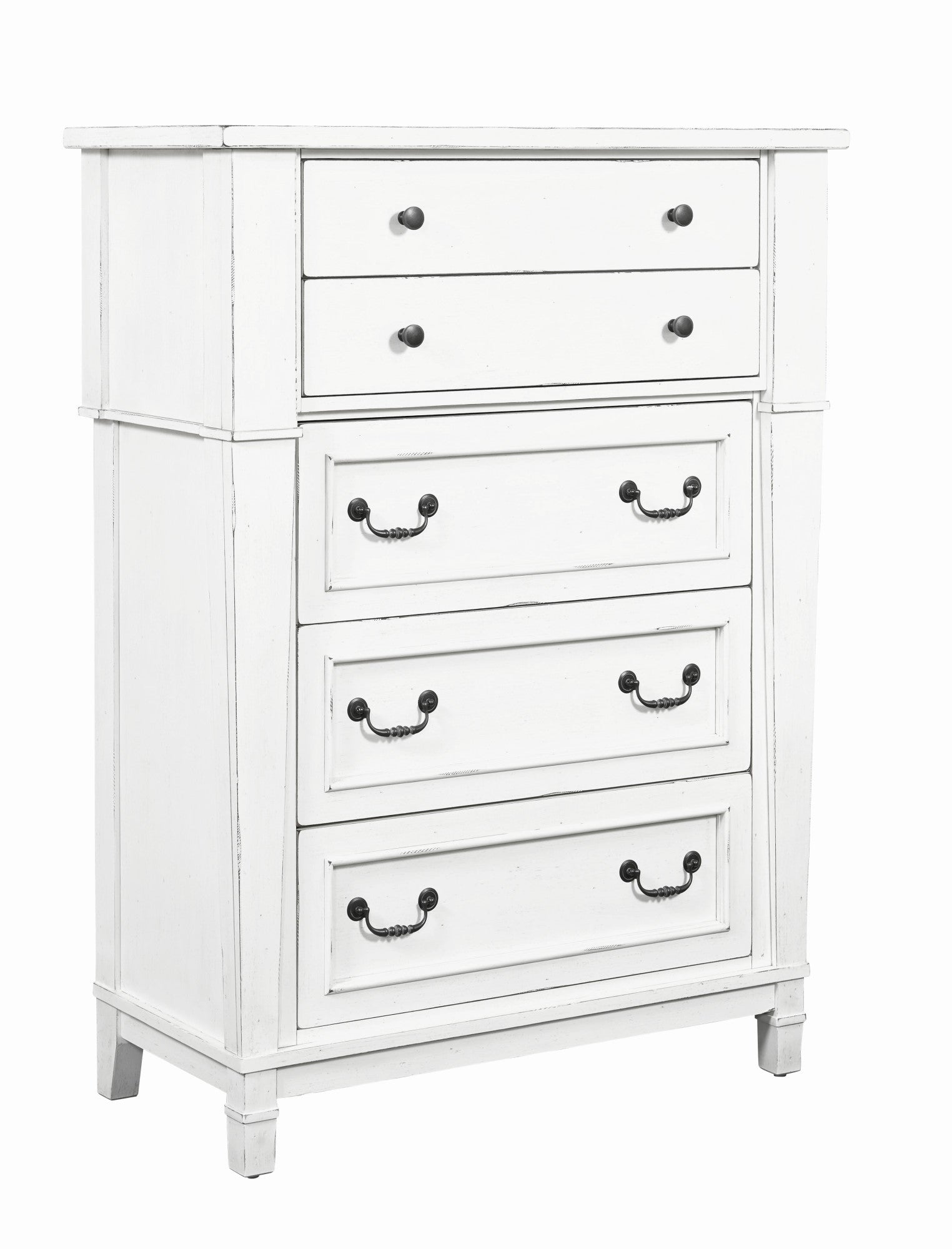 Coastal White 5 Drawer Chest White Engineered Wood