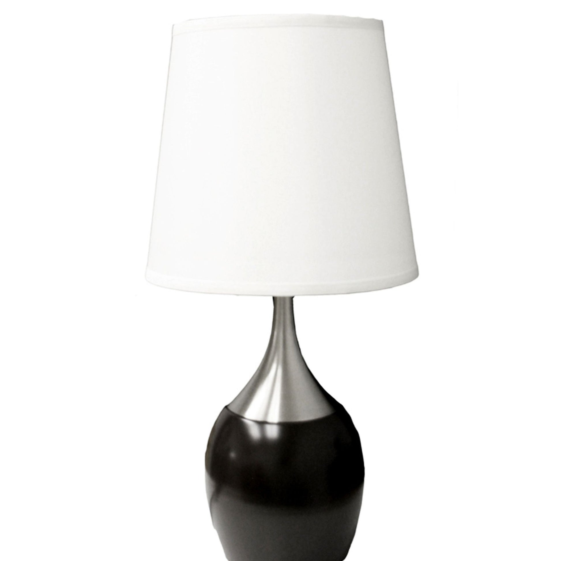 24" Tall Metal Touch Table Lamp With Espresso Finish, White Shade Multicolor Metal