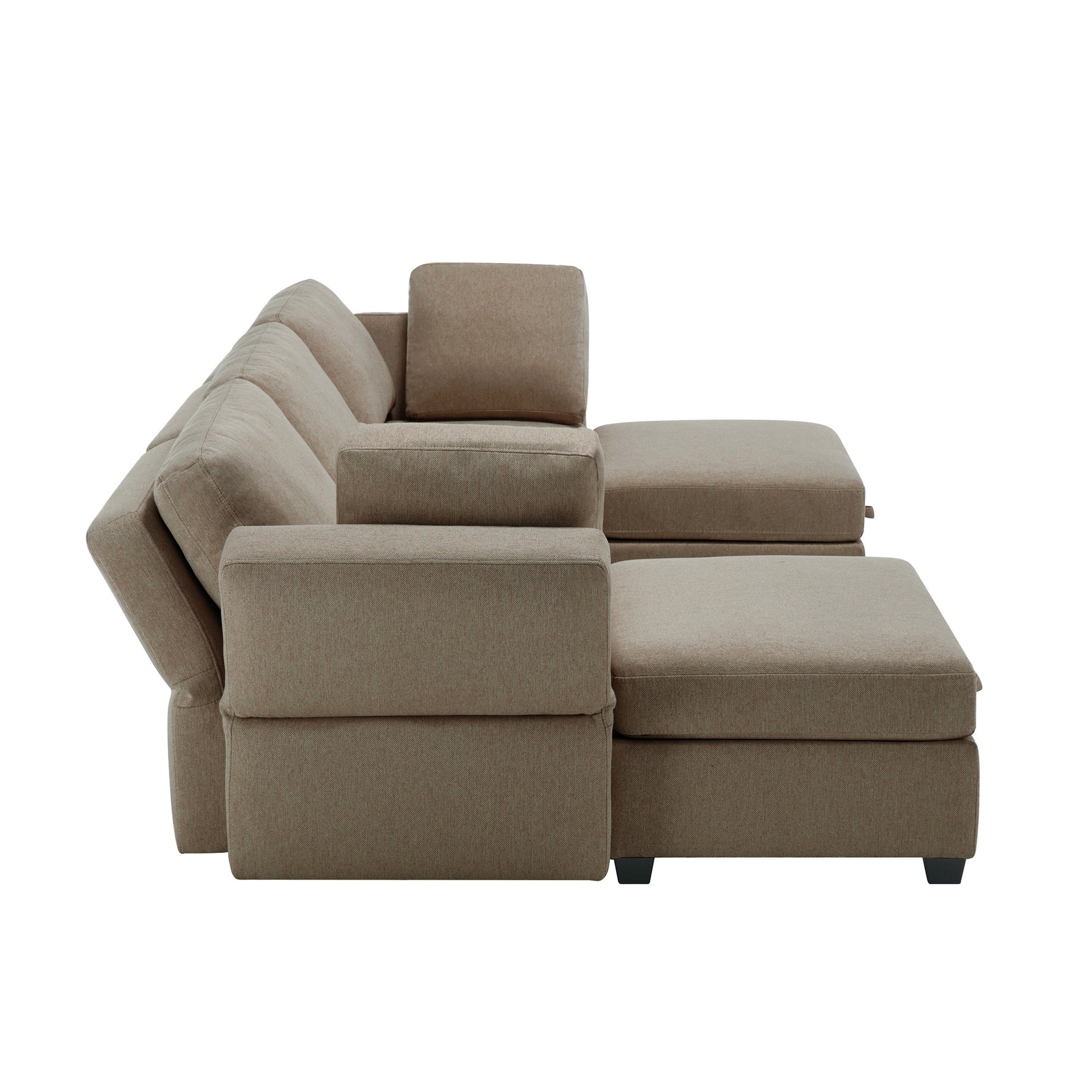 Reversible Sectional Sofa Modern Modular Sectional Couch With Chaise U Shaped Corner Sectional 5 Seater Modular Sofa With Storage Seats, Adjustable Arms And Backs Brown Brown Polyester 3 Seat