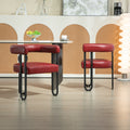 Coolmore Contemporary Designed Pu Fabric Upholstered Accent Dining Chair Barrel Side Chairs Kitchen Armchair For Living Room Set Of 2 Wine Red Pu Wine Red Foam Pu Leather