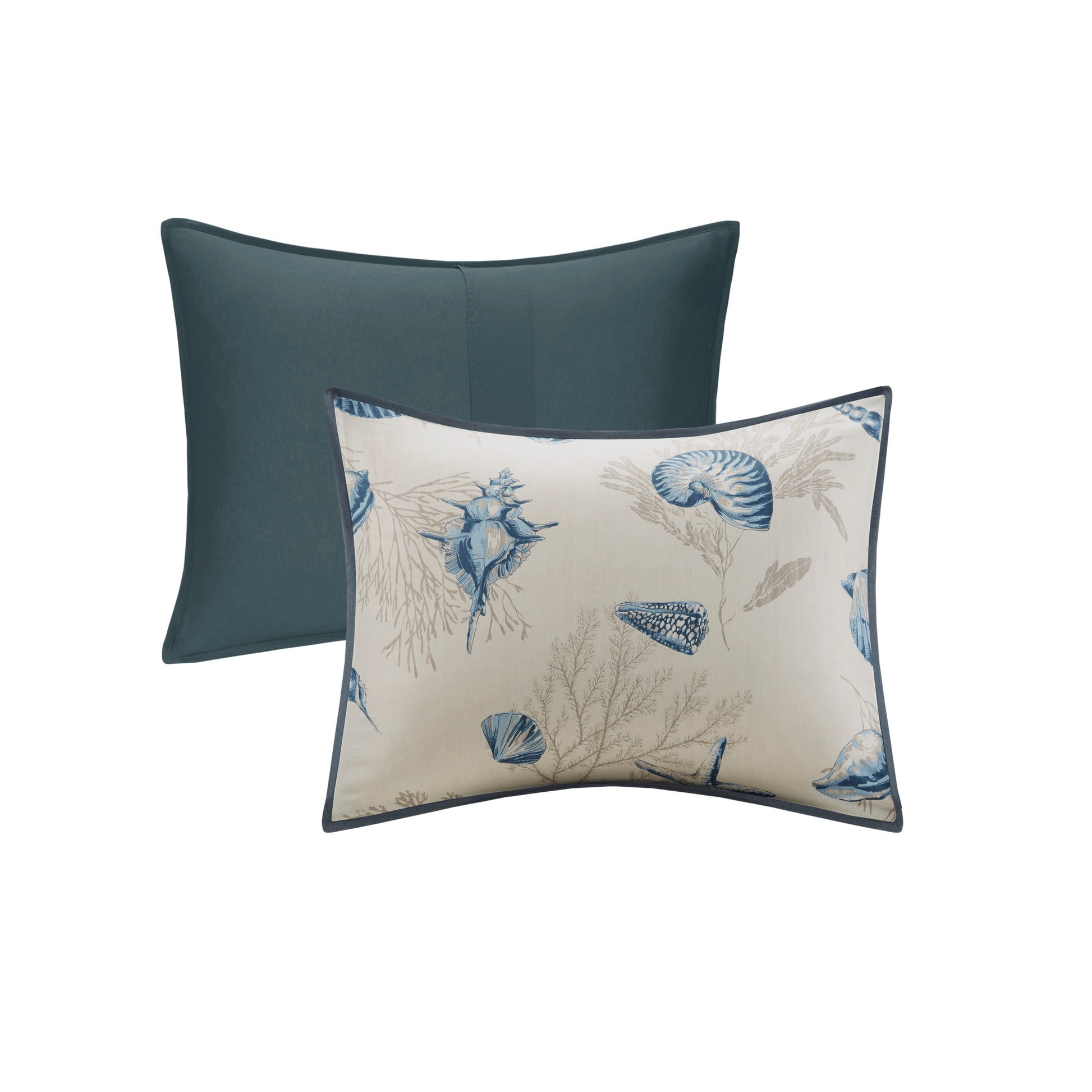 7 Piece Cotton Sateen Comforter Set Blue King King Blue Cotton
