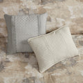 7 Piece Textured Cotton Blend Comforter Set Gray Queen Queen Multicolor Polyester