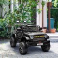 Qaba 12V Ride On Truck, Battery Powered Kids Electric Car Utv With 4 Suspension Wheels, Remote Control, 3 Speeds, Led Headlights, Horn, Usb Music, Black Black Plastic