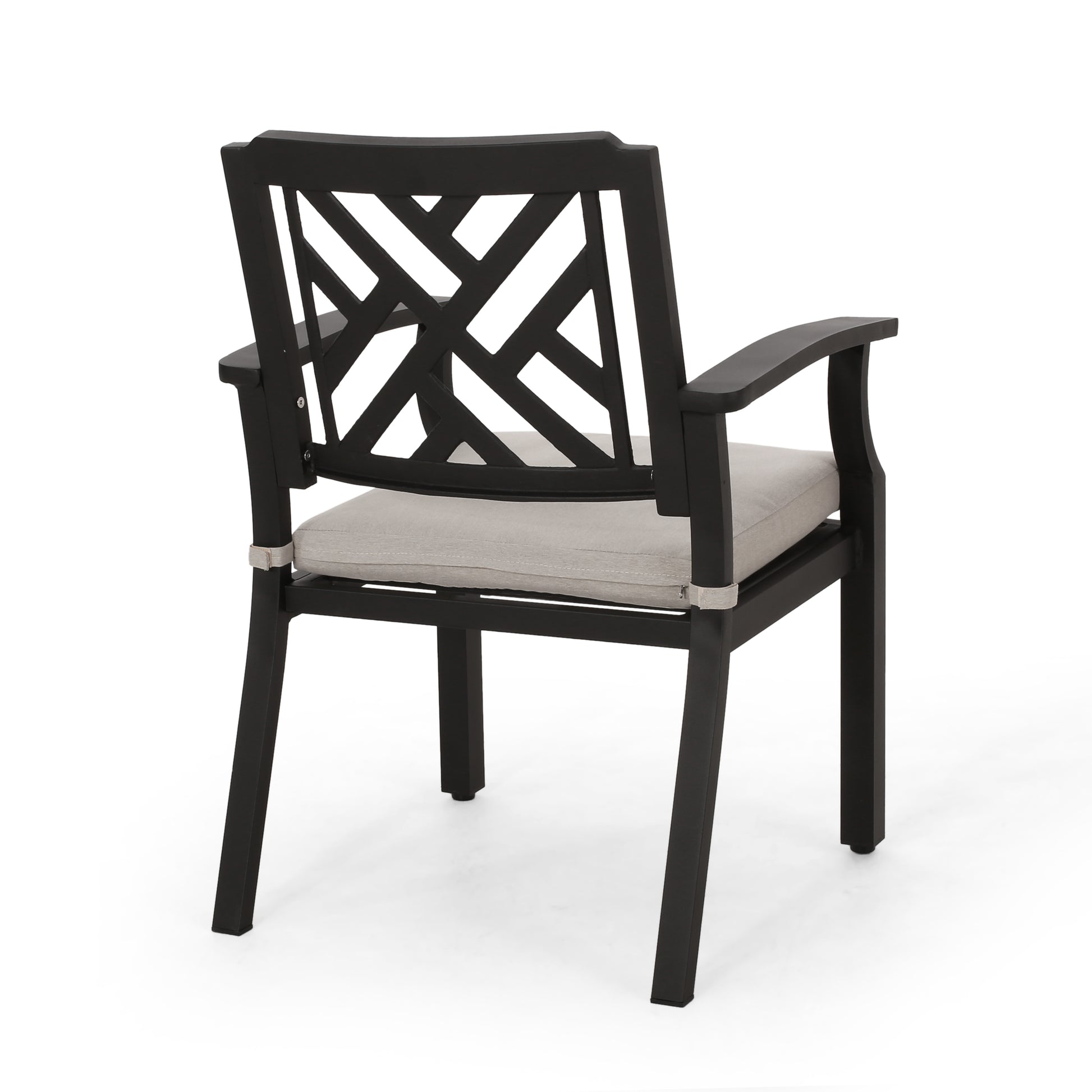 Outdoor Dining Chairs, Light Beige Antique Matte Black Set Of 2 Beige Black Fabric