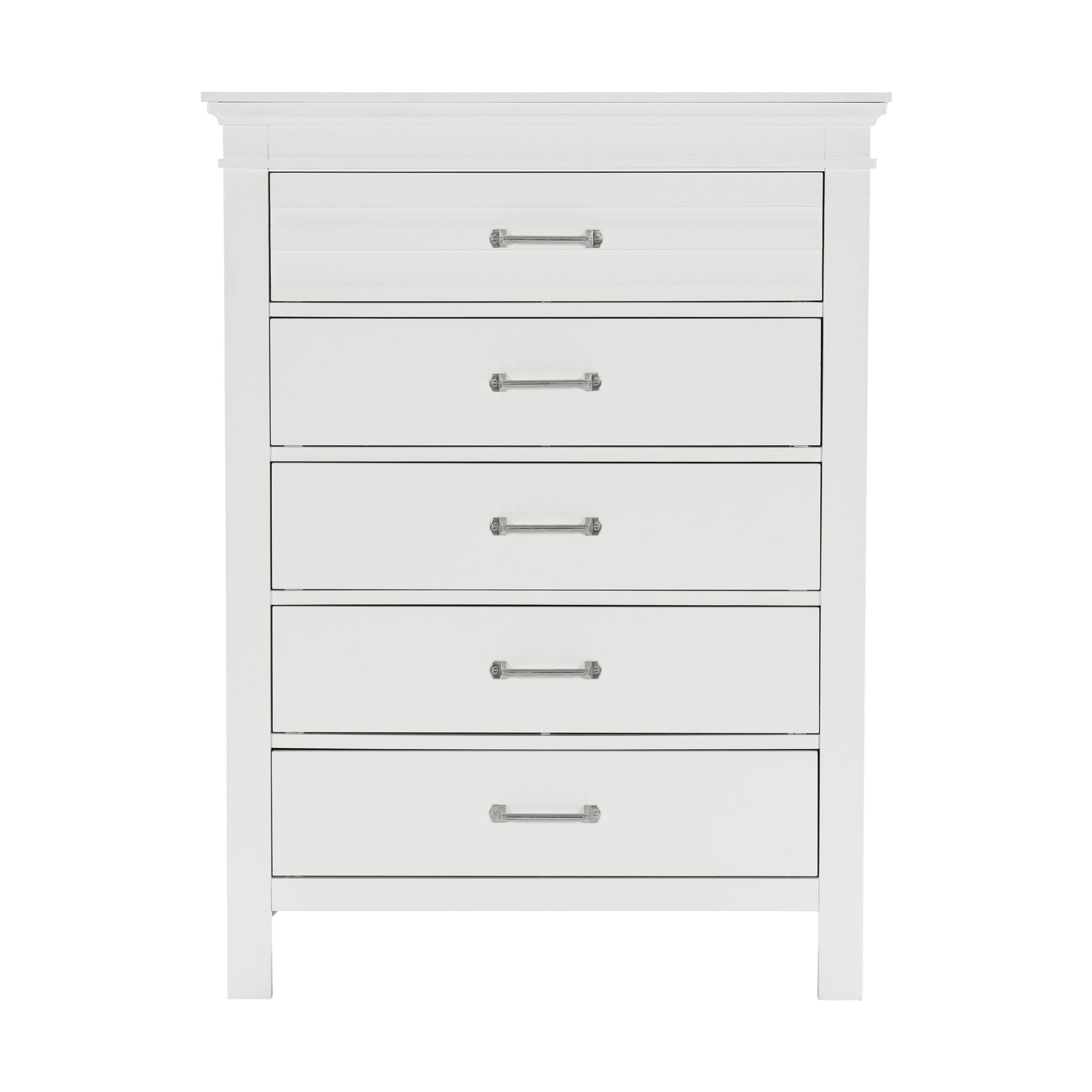 5 Drawers White Finish Chest Transitional Style Wooden Bedroom Furniture 1Pc White Bedroom Transitional Wood