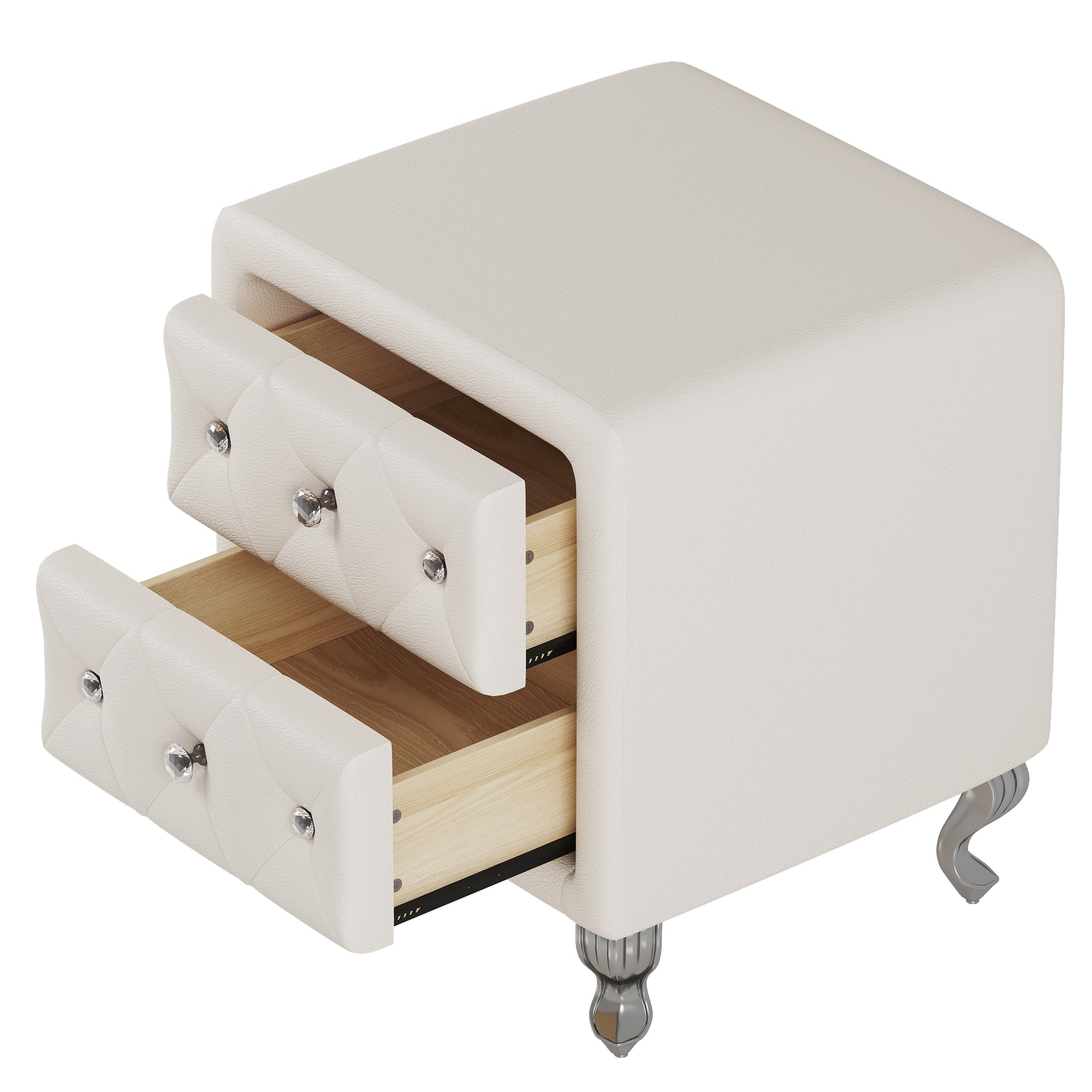 3 Pieces Bedroom Set With Queen Size Pu Leather Upholstered Platform Bed And Elegant Pu Nightstand With 2 Drawersbeige Box Spring Not Required Queen Beige 3 Piece Set Pu