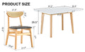 Table And Chair Set. White Sintered Stone Tabletop, Rubberwood Legs, Foldable Computer Desk, Foldable Desk. Solid Wood Dining Chair With Small Curved Backrest And Pu Cushions. Zd 1545 Dx 2361 Wood Seats 4 Wood