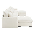 Big Deep Seat U Shaped Corduroy Sectional Couches For Living Room, 4 Seater Sofa Couch With 2 Storage Footstool And 4 Waist Pillows Corduroy, Beige Beige Corduroy 4 Seat