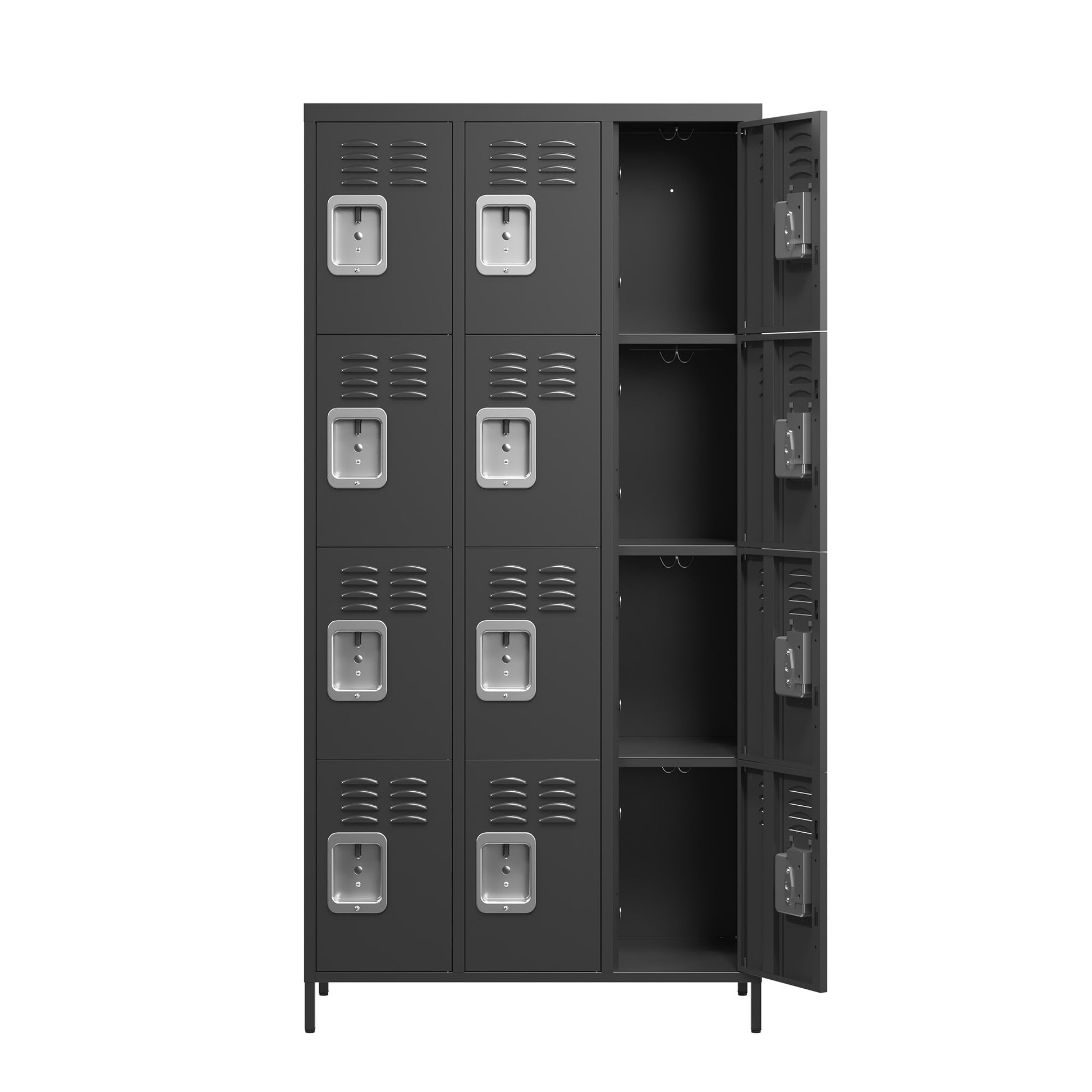 12 Door 72"H Metal Lockers With Lock For Employees,Storage Locker Cabinet For Home Gym Office School Garage,Easy Assembly,Black 5 Or More Spaces Black Primary Living Space Door Locks Modern Metal